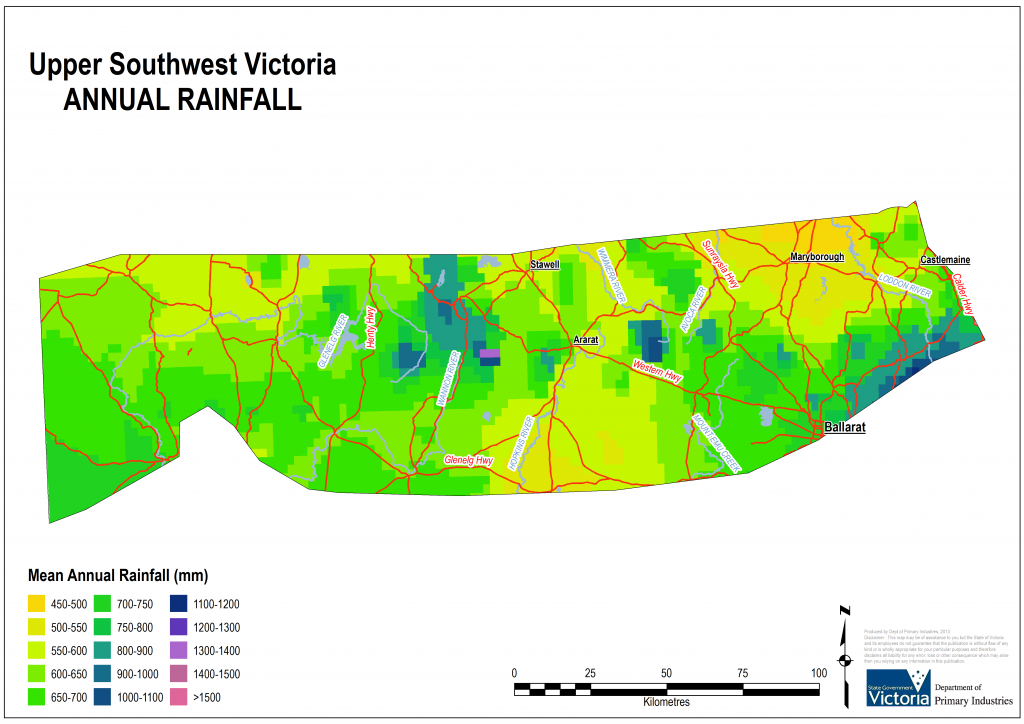 Figure 3. Geographical distribution of rainfall in South West Victoria (Upper)