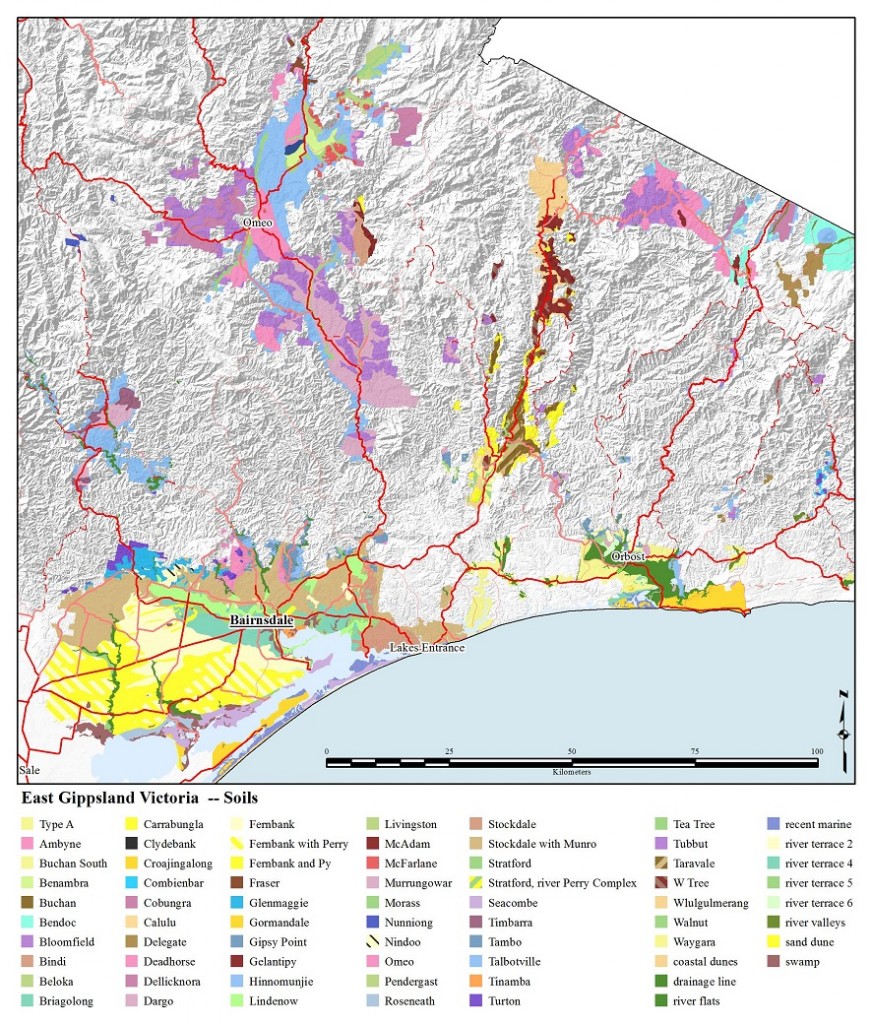Figure 1. Soils of East Gippsland (source: Department of Environment and Primary Industries Victoria).  