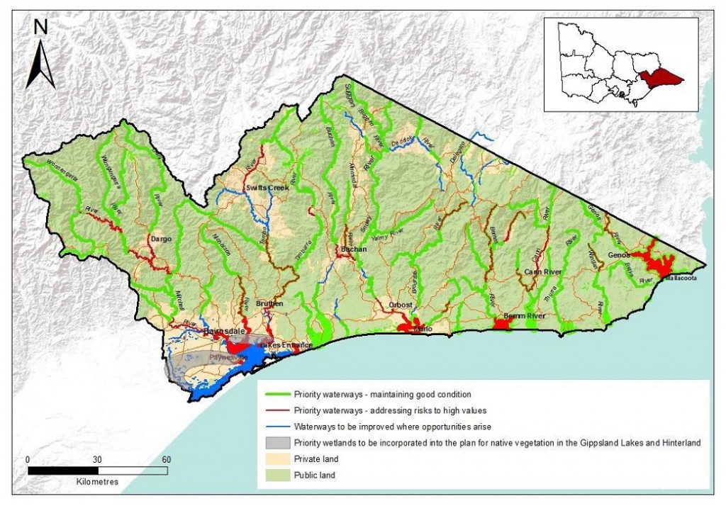 Map of the East Gippsland region’s priority waterways (Source: East Gippsland Draft Waterway Strategy 2014 – 2021)